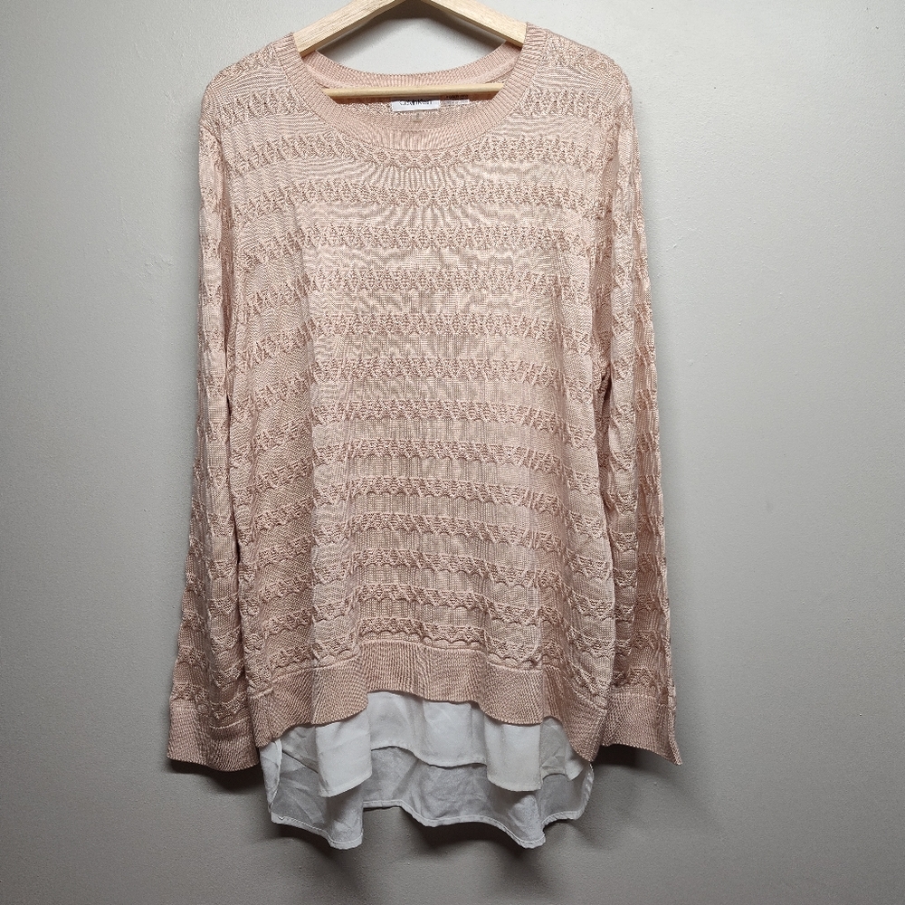 Calvin Klein Pullover Knit Sweater Women Size XL Pink Soft Girl Fall Casual